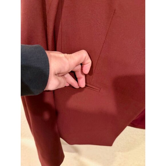 Theory Delaven Blazer Open Jacket Sz 2 Red Wool Blend Long Sleeve Career Office - Picture 3 of 8